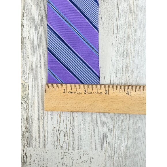 The Tie Bar Purple Stripe Silk Slim Tie - Picture 2 of 8